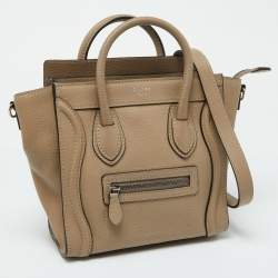 Celine Beige Leather Nano Luggage Tote