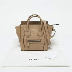 Celine Beige Leather Nano Luggage Tote