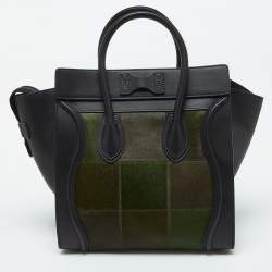 Pre Owned Celine Tricolor Calfhair and Leather Mini Luggage Tote