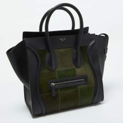 Pre Owned Celine Tricolor Calfhair and Leather Mini Luggage Tote