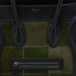 Pre Owned Celine Tricolor Calfhair and Leather Mini Luggage Tote