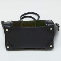 Pre Owned Celine Tricolor Calfhair and Leather Mini Luggage Tote