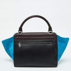 Pre Owned Celine Tricolor Leather and Suede Small Trapeze Top Handle Bag