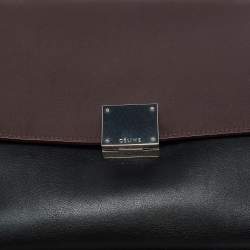 Pre Owned Celine Tricolor Leather and Suede Small Trapeze Top Handle Bag