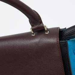 Pre Owned Celine Tricolor Leather and Suede Small Trapeze Top Handle Bag