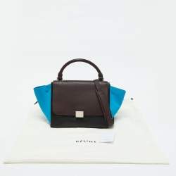 Pre Owned Celine Tricolor Leather and Suede Small Trapeze Top Handle Bag
