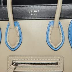 Pre Owned Céline Tri Color Leather Nano Luggage Tote