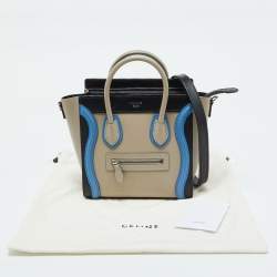 Pre Owned Céline Tri Color Leather Nano Luggage Tote