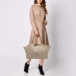 Pre Owned Celine Light Beige Leather Trifold Bag