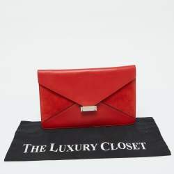 Pre Owned Celine Orange Suede and Leather Diamond Clutch