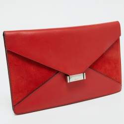 Pre Owned Celine Orange Suede and Leather Diamond Clutch