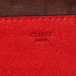 Pre Owned Celine Orange Suede and Leather Diamond Clutch