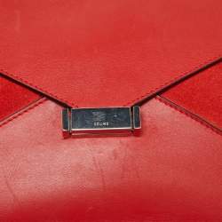 Pre Owned Celine Orange Suede and Leather Diamond Clutch