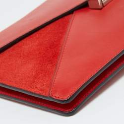 Pre Owned Celine Orange Suede and Leather Diamond Clutch