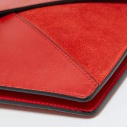 Pre Owned Celine Orange Suede and Leather Diamond Clutch