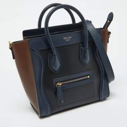 مملوكة مسبقًا حقيبة يد توتس سيلين نانو لاغيدج جلد وجلد ثعبان ثلاثي اللون 