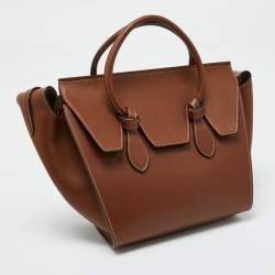 Pre Owned Celine Chestnut Leather Mini Tie Tote
