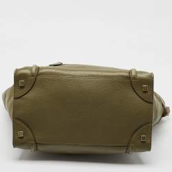 Celine Olive Green Leather Mini Luggage Tote