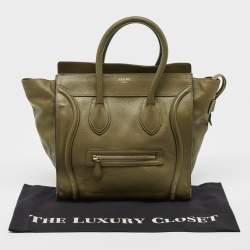 Celine Olive Green Leather Mini Luggage Tote