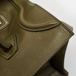 Celine Olive Green Leather Mini Luggage Tote