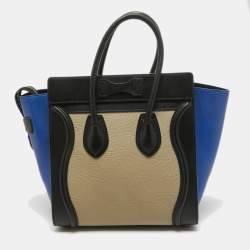 Pre Owned Celine Tricolor Leather Micro Luggage Tote