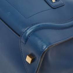 Pre Owned Celine Navy Blue/Black Leather Mini Luggage Tote