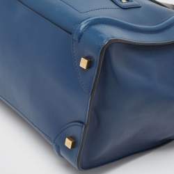 Pre Owned Celine Navy Blue/Black Leather Mini Luggage Tote