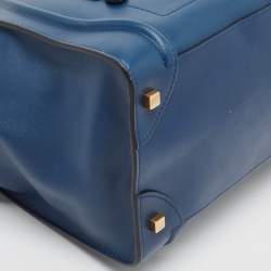 Pre Owned Celine Navy Blue/Black Leather Mini Luggage Tote