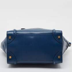 Pre Owned Celine Navy Blue/Black Leather Mini Luggage Tote