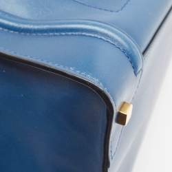 Pre Owned Celine Navy Blue/Black Leather Mini Luggage Tote