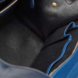Pre Owned Celine Navy Blue/Black Leather Mini Luggage Tote