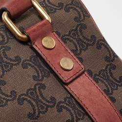Celine Burgundy Logo Canvas Small Boston Bag