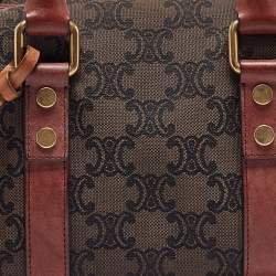 Celine Burgundy Logo Canvas Small Boston Bag