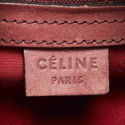 Celine Burgundy Logo Canvas Small Boston Bag