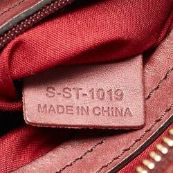 Celine Burgundy Logo Canvas Small Boston Bag