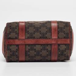 Celine Burgundy Logo Canvas Small Boston Bag