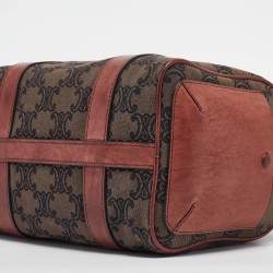 Celine Burgundy Logo Canvas Small Boston Bag