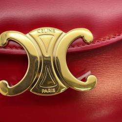 Celine Red Shiny Calfskin Leather Teen Besace Clea Triomphe Shoulder Bag