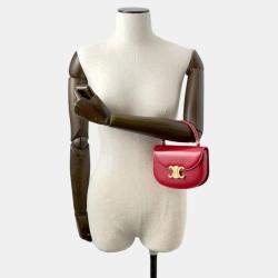 Celine Red Shiny Calfskin Leather Teen Besace Clea Triomphe Shoulder Bag