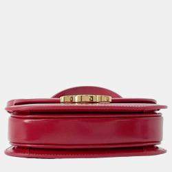 Celine Red Shiny Calfskin Leather Teen Besace Clea Triomphe Shoulder Bag