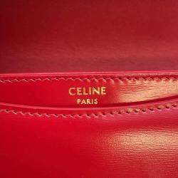 Celine Red Shiny Calfskin Leather Teen Besace Clea Triomphe Shoulder Bag