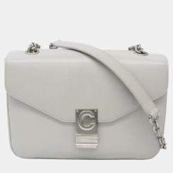Celine Light Grey Leather Medium C Shoulder Bag