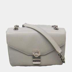 Celine Light Grey Leather Medium C Shoulder Bag