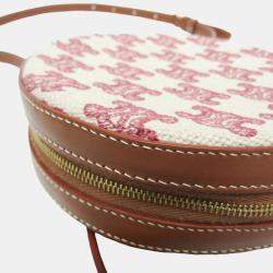 Celine Beige/Brown Canvas Triomphe Round Shoulder Bag