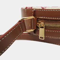 Celine Beige/Brown Canvas Triomphe Round Shoulder Bag
