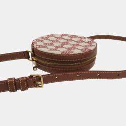 Celine Beige/Brown Canvas Triomphe Round Shoulder Bag