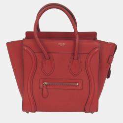 Celine Red Leather Micro Luggage Satchel