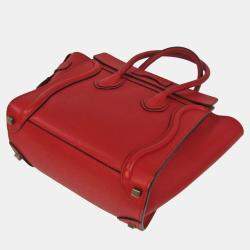 Celine Red Leather Micro Luggage Satchel