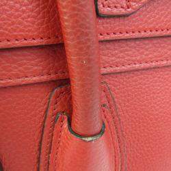 Celine Red Leather Micro Luggage Satchel