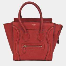 Celine Red Leather Micro Luggage Satchel